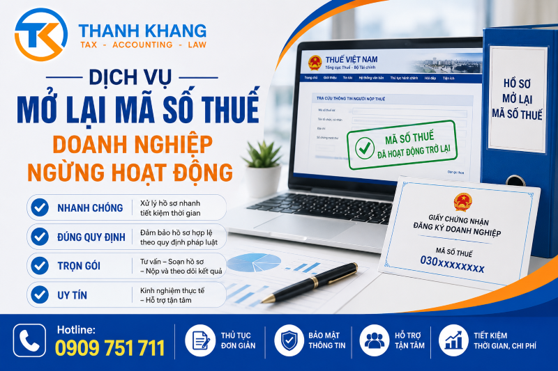 Dịch Vụ Mở Lại Mã Số Thuế Doanh Nghiệp Ngừng Hoạt Động Uy Tín | Thành Khang